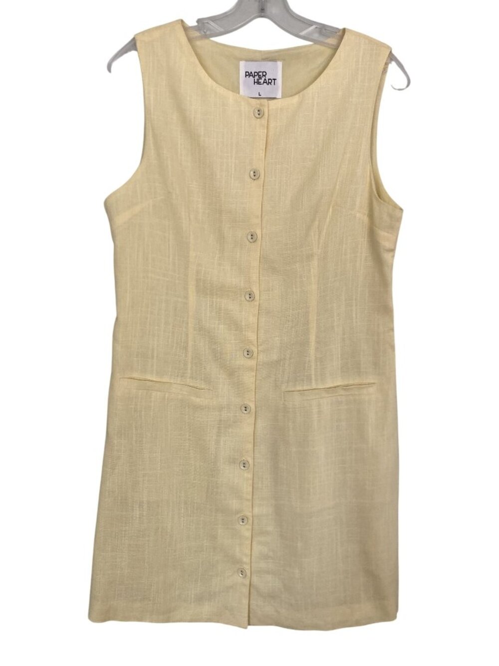 Paper Heart Sleeveless Button-Front Dress w/ pockets Size L Linen Blend Australi